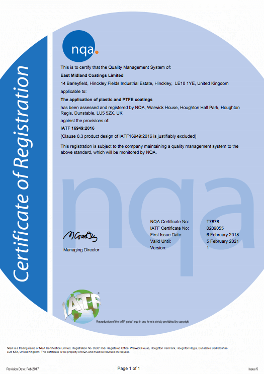 Quality | East Midlands Coatings | TS Certificate